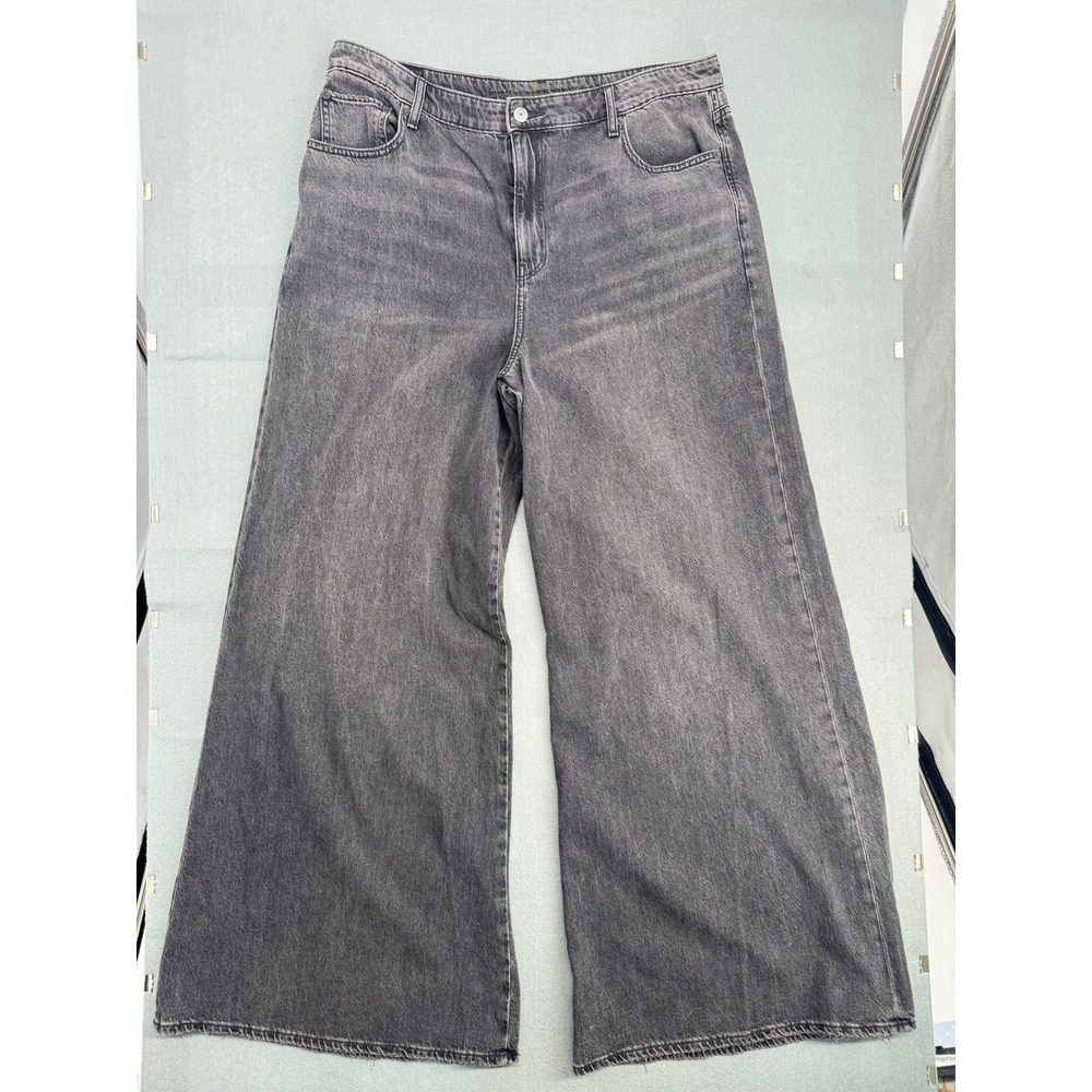American Eagle Wide Leg Jeans 16L Grey Cotton High Rise Grunge Streetwear Indie